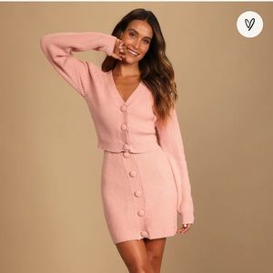 Lulus pink seater and matching skirt